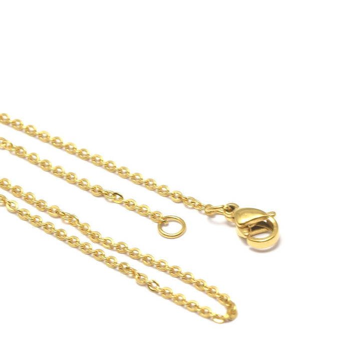 Creez chaine fine collier complet 45cm en acier inoxydable, 2x 1.5x 0.2mm avec fermoir, or ideal pour des pendentif