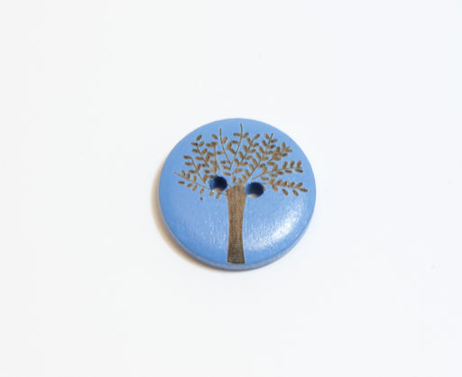 Achat bouton fantaisie arbre peint en bois 22mm - bois peint