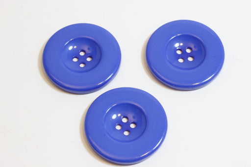 Achat lot x3 gros boutons plats bleu uni 34x4mm