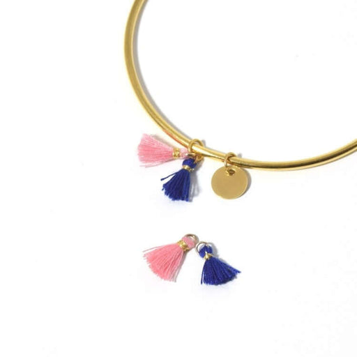Achat 2 mini pompons rose et bleu 10 mm - pour bijoux, couture ou déco