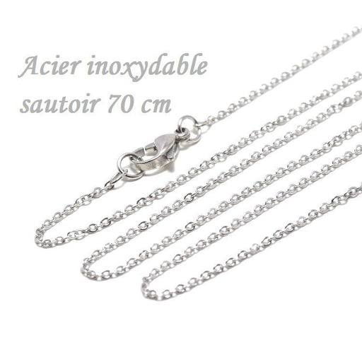 Achat chaine 70 cm acier inoxydable collier complet maille forcat 2x1.5x0.3mm avec fermoir, ideal pour sautoir