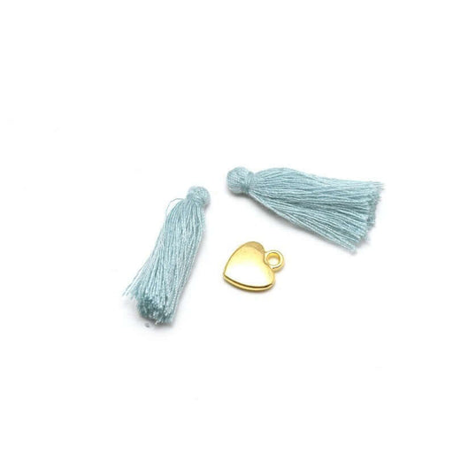 Achat 2 pompons bleu gris 2,5 -3 cm - pour bijoux, couture ou déco