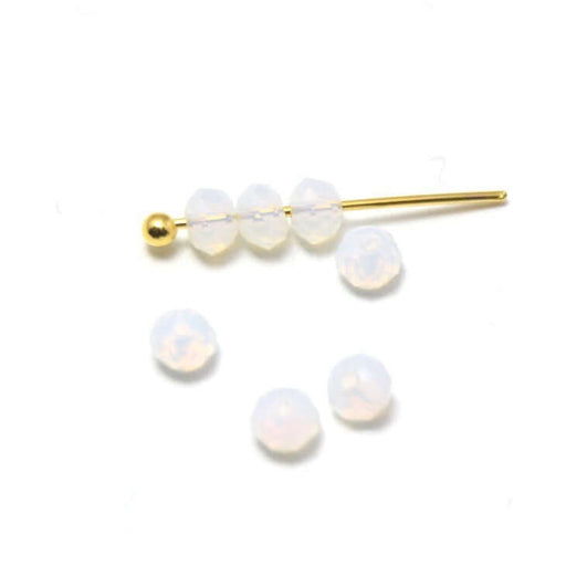 Vente 10 perles blanc irisé N°11 à facettes en verre imitation jade 3.5~4x2.5~3mm trou: 0.5mm à enfiler à un fil un clou perlé