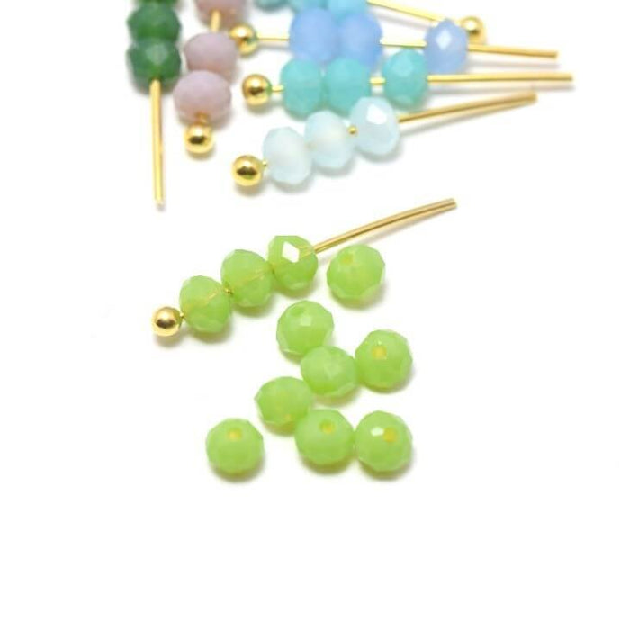 Vente au détail 10 perles vert grany N°7 à facettes en verre imitation jade 3.5~4x2.5~3mm trou: 0.5mm à enfiler à un fil un clou perlé