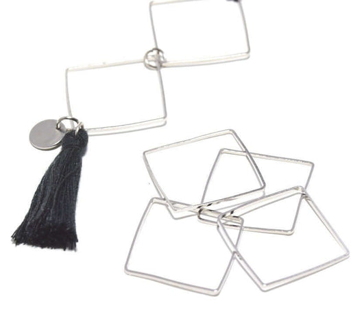 Achat 5 anneaux carrés connecteurs 20x20x1 mm laiton platine- connecteurs bijoux