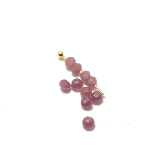Achat 10 perles violine à facettes en verre imitation jade 3.5~4x2.5~3mm trou: 0.5mm - à enfiler à un fil un clou perlé en breloque