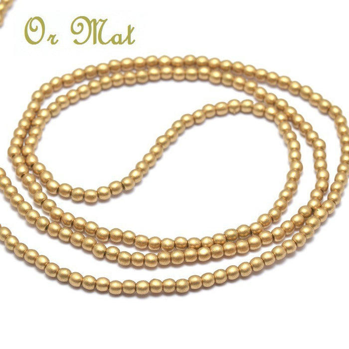Acheter en gros OR MAT X 35 perles rondes ovales métallisées or mat x35pcs dorées 3 mm trou 1 mmlot de perles en métal
