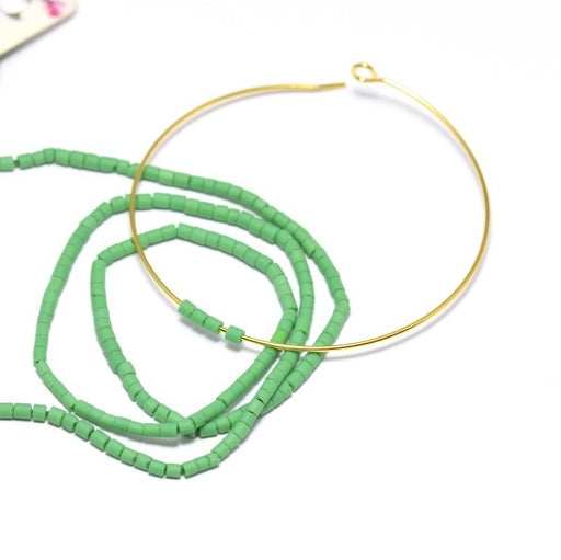 Achat fil 230 perles environ vert mat tube 1 mm trou 0,8 mm en verre mat à enfiler à un fil ou BO ou chaine pour
