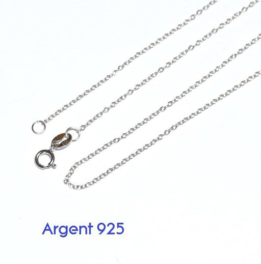 Achat chaine 45cm argent 925 rhodium collier complet maille forcat 1mm avec fermoir, ideal pour des pendentifs