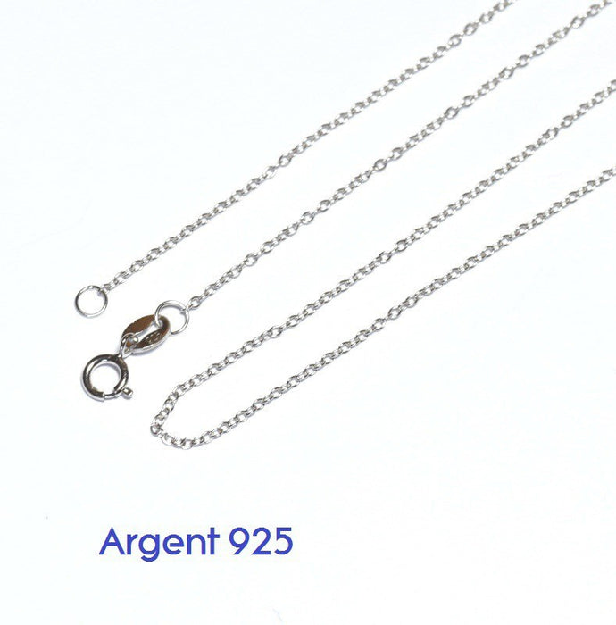 Achat au détail chaine 45cm argent 925 collier complet maille forcat 1mm avec fermoir, ideal pour des pendentifs
