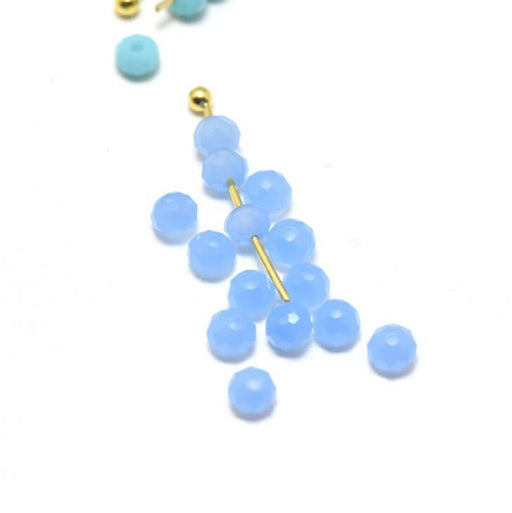 Creez 10 perles Bleu azur N° 5 à facettes en verre imitation jade 3.5~4x2.5~3mm trou: 0.5mm à enfiler à un fil un clou perlé en brel