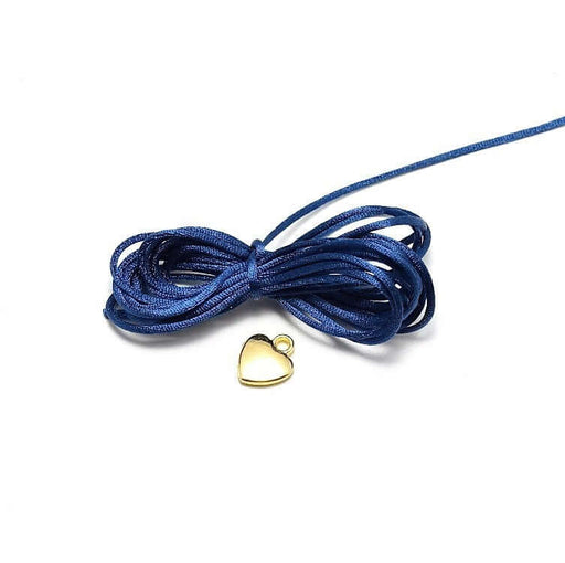 Achat au détail 2 mètres de Cordon bleu marine satiné en polyester 1 mm pour bijoux cordon ou macramé