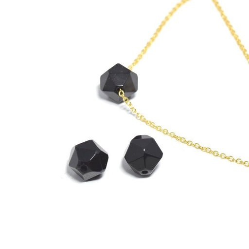 Acheter x2 perles en AGATE noire 12x12 mm forme géométrique octogonale