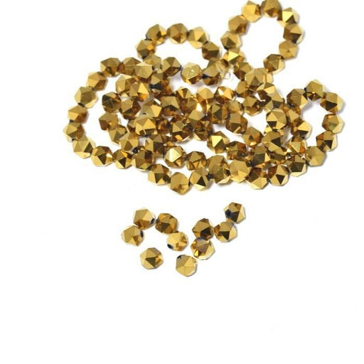 Achat 10 perles en verre plaqué doré foncé polygone 6x5.5 mm, trou: 1 mm, 10 perles