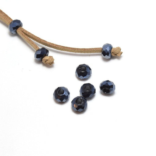 Achat perles verre bleu marine rondes à facettes 8x5mm trou 3 mm-verre plaqué - Apprêts bijoux