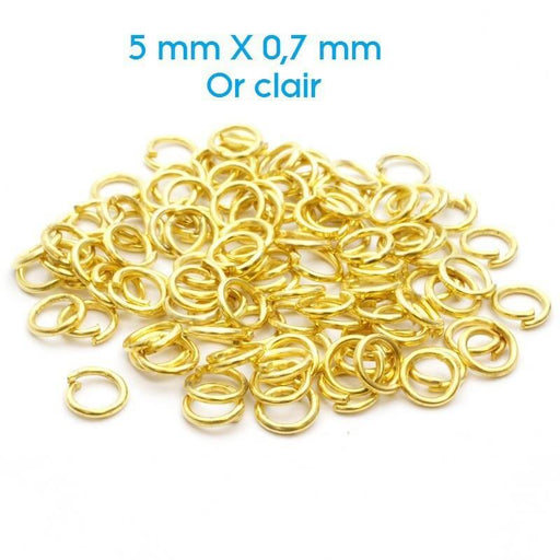 Achat 200 anneaux ouverts dorés clair - 5 mm pour attache perles, breloques ou pendentifs