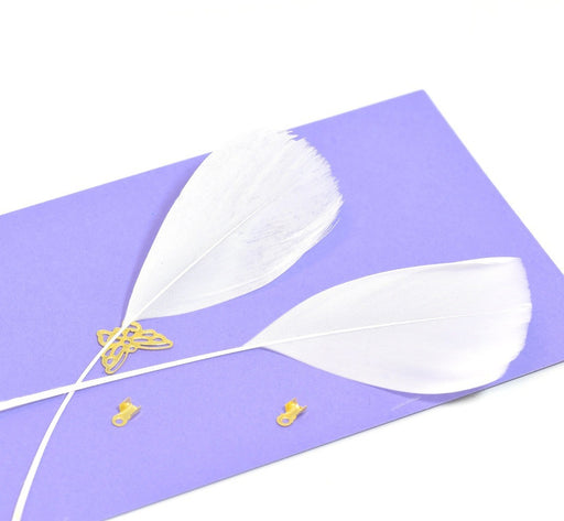 Achat plumes naturelles colorées blanche x2 - ( 4-6 cm) créations manuelles, bijoux, décoration, scrapbooking