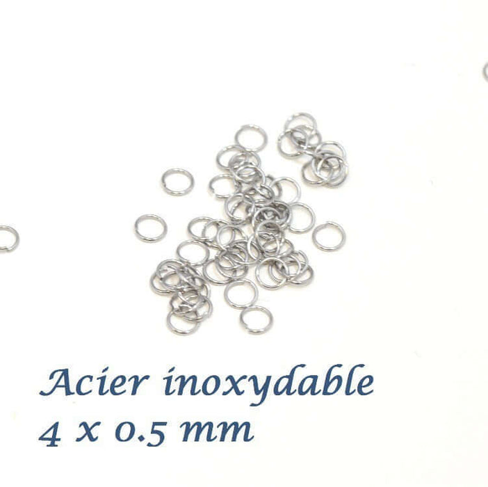Acheter au détail 20 anneaux fins simples 4 mm x 0.5 mm platine ouverts acier inoxydable