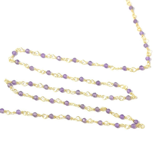 Achat 10 cm - chaine rosaire vermeil et très fine pierre amethiste-2 mm pour ras du cou, sautoir, BO et bracelet