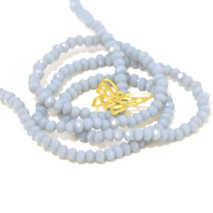 Acheter en gros 200 perles environ à facettes 3 mm bleu gris en verre imitation jade 44 cm de longueur trou: 0.8 mm