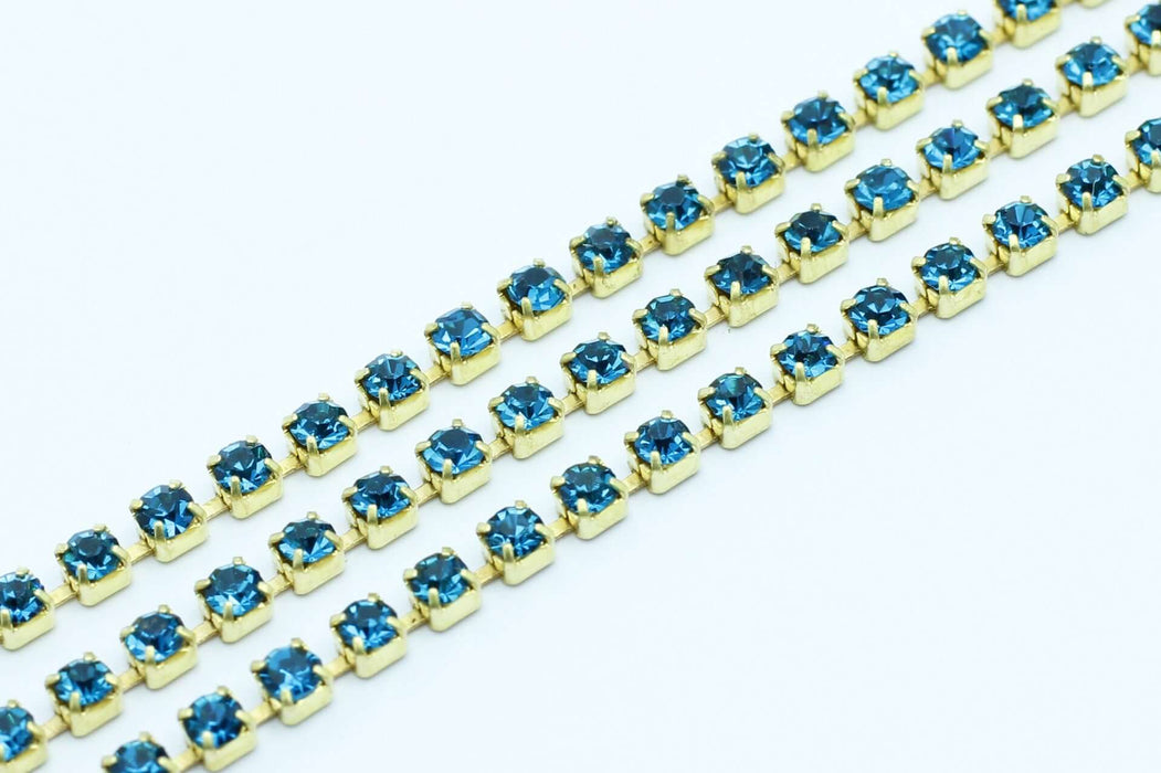 Acheter 60 cm Chaine Strass Bleu Zircon 2mm
