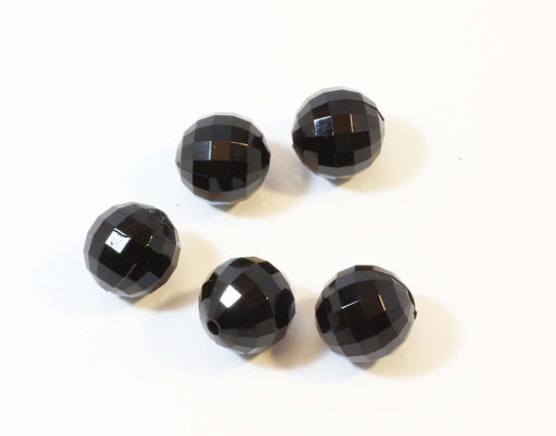 Achat 10 Perles Noires à Facettes en Acrylique