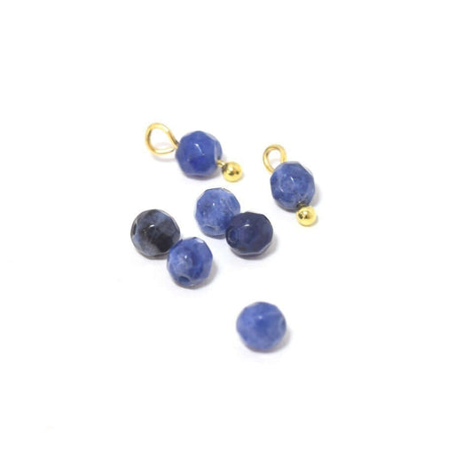 Achat 5 perles en sodalite 4 mm- forme géométrique octogonale bleu différent pour chaque perle