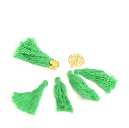 Achat 4 pompons vert printemps 2,5 -3 cm - pour bijoux, couture ou déco