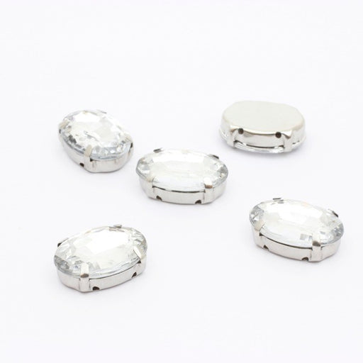 Acheter au détail perles strass sertis x5 ovales crystal 18x13mm à coudre ou coller Strass en acrylique