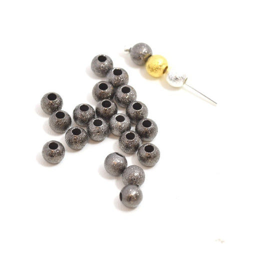 Achat perles rondes métallisées stardust pailleté x20 pcs - noires gun metal 4 mm trou : 1 mm - lot de perles en laiton
