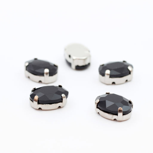 Vente en gros perles strass sertis ovales noir 10x12mm x5 unités à coudre ou coller Strass en verre