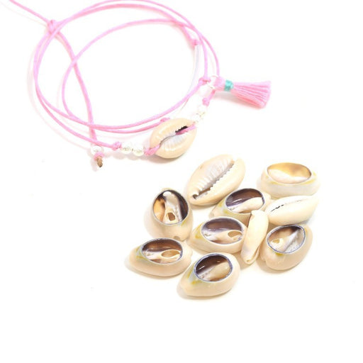 Creez X10 pendentifs coquillage cauris sans trou coupés 17-20 mm pour déco DIY, activité créative, bijoux