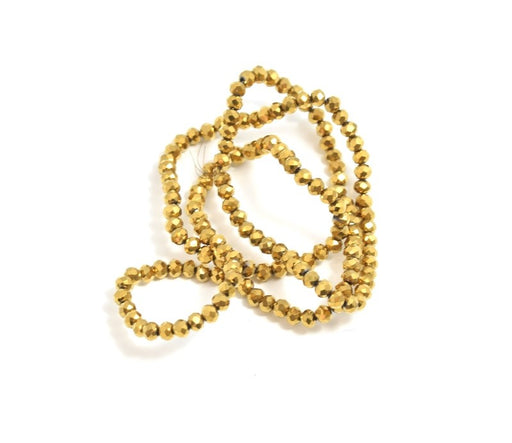 Achat Perles en verre à facettes plaqué doré foncé vendu par 200 pièces. 2,5 mm - trou 1 mm.