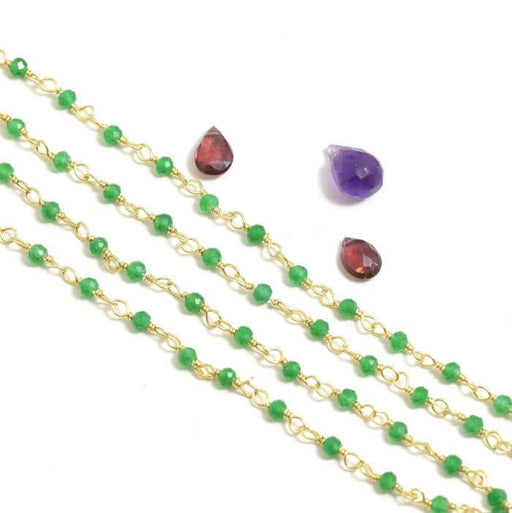 Achat 10 cm - chaine rosaire vermeil et très fine pierre onyx vert -2 mm pour ras du cou, sautoir, BO et bracelet