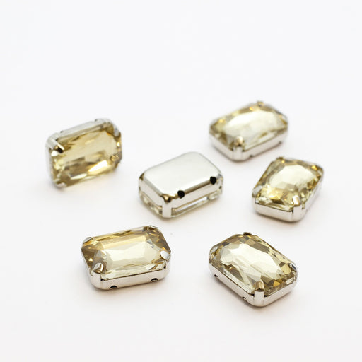 Vente perles strass sertis x6 rectangles citronné 14x10mm à coudre ou coller Strass en verre