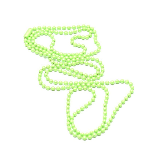 Achat collier chaine à billes x68 cm vert vif style fluo 1,5mm - chaine fantaisie colorée pour sautoir estival
