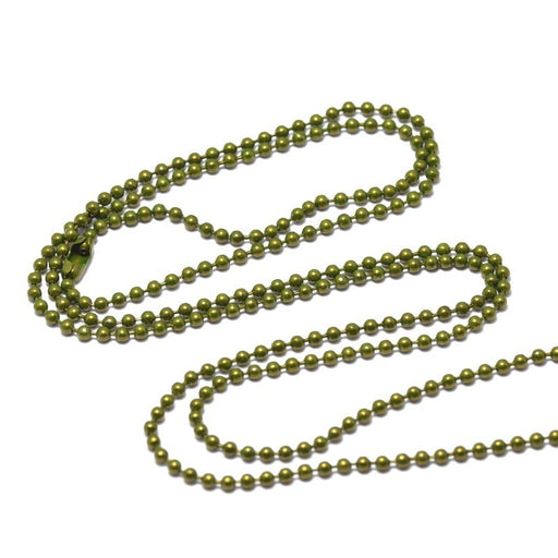 Achat collier chaine à billes x68 cm vert kaki bronze 1,5mm - chaine fantaisie colorée pour sautoir estival