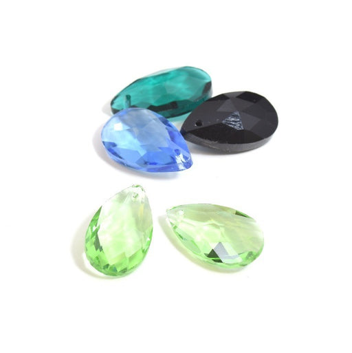 Achat Perles en verre gouttes X2 facettes verre couleur vert clair 22 X 13 mm pour BO pendentif accessoires bijoux