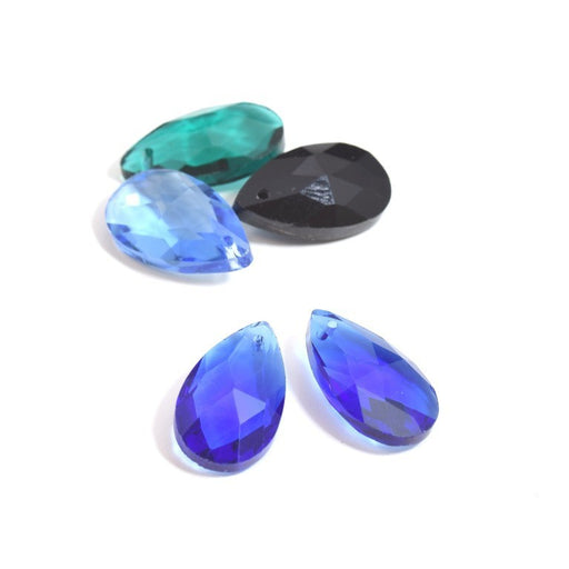 Creez avec Perles en verre gouttes X2 facettes verre bleu saphir 22 X 13 mm pour BO pendentif accessoires bijoux