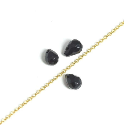 Achat 2 perles goutte à facettes agate noir . 7 mm trou : 0.4 mm