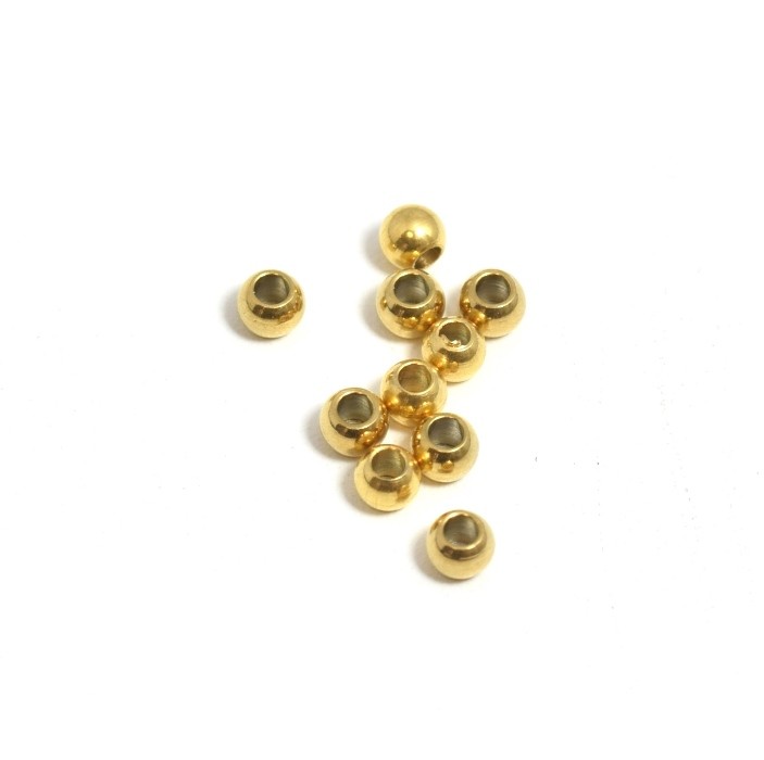 10 Perles Rondelle 5mm En Acier Inoxydable Doré À Gros Trou 3mm