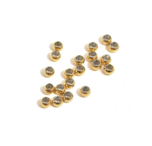 Achat perles rondes acier inoxydable OR x10 pcs 3x2mm