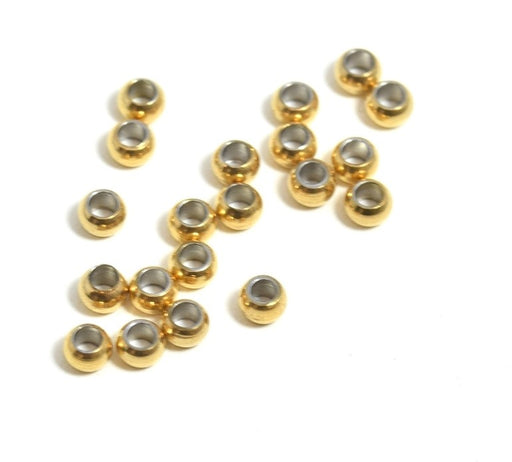 Achat perles rondes acier inoxydable OR x20 pcs 3x2mmtrou 2 mm
