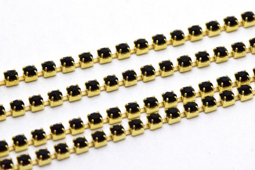 Achat chaine strass x30 cm noir et dorée 2mm - création de bijoux