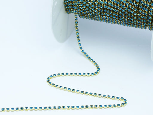 Achat chaine strass x30 cm bleu zircon 2mm - création de bijoux
