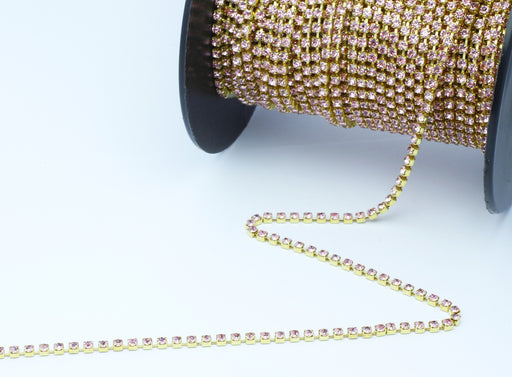Achat en gros chaine strass x30cm rose pâle 2mm création de bijoux