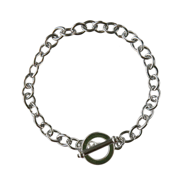 Creez Bracelet chaine métal couleur argent 20cm (1)