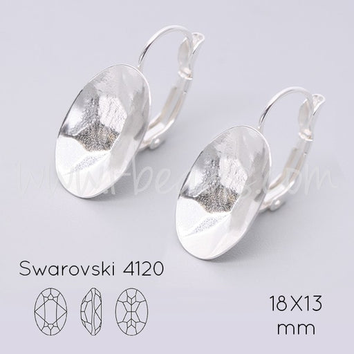Serti boucle d'oreilles pour Cristal 4120 18x13mm argenté (2) - LaMercerieDesCopines