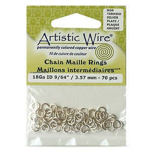 Achat 70 anneaux chaine maille Artistic Wire argenté 18ga 9/64