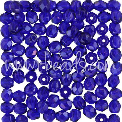 Acheter Perles facettes de boheme cobalt 4mm (100)